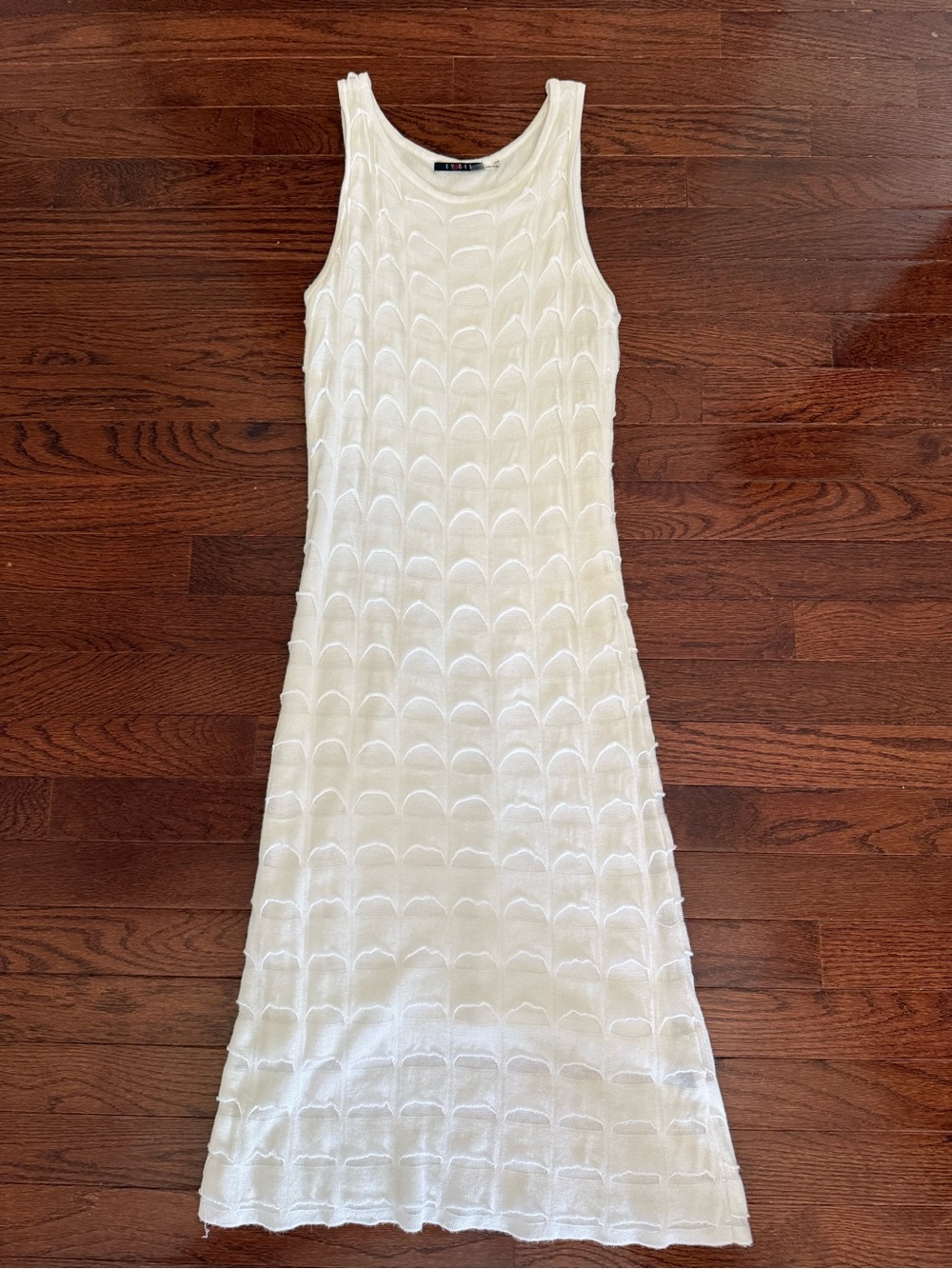 Cyrus Sleeveless White Knit Midi Dress